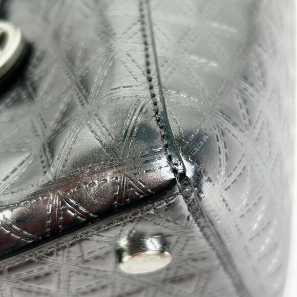 Michael Kors Voyageur Specchio Medium Top Zip Tote Bag Gunmetal Silver Metallic - Picture 15 of 16